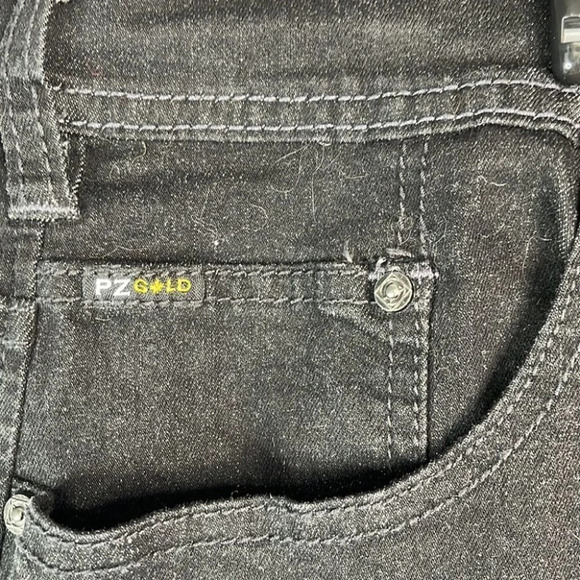 POINT ZERO Gold Mens Modern Fit Jeans Black Denim Ankle Zip Straight Leg Size 42 - Picture 6 of 12